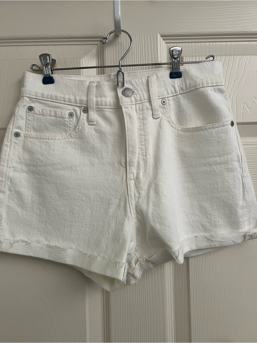 Madewell White Denim High-Rise Cutoff Shorts